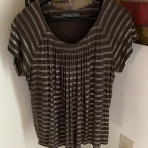 Josephine Chaus Short sleeve metallic striped blouse